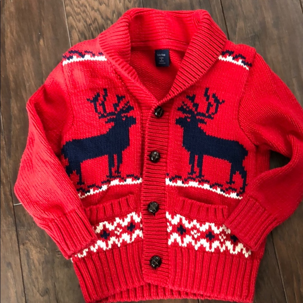 Boys knit moose sweater